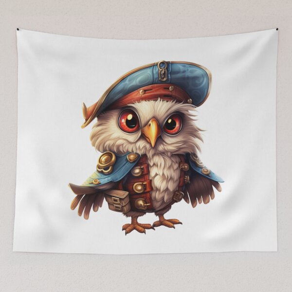 Item preview, Kawaii Owl Pirate designed and sold by KawaiiArtStyle.