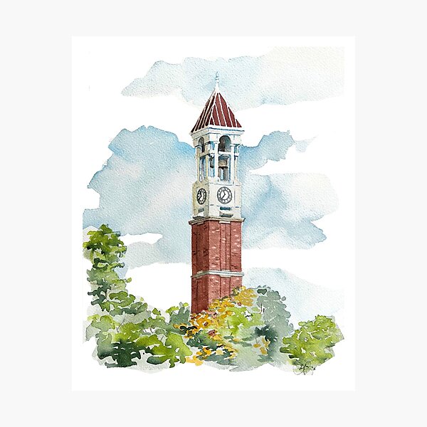 Item preview, Purdue Bell Tower, Watercolor Painting, West Lafayette, IN designed and sold by SaxonBlueInk.