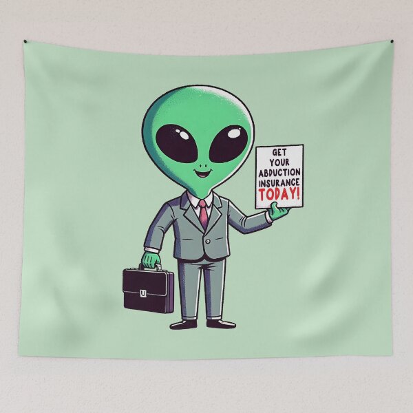 Item preview, Funny Alien Insurance Salesman. Humorous alien sci fi design. designed and sold by Unitepeople.