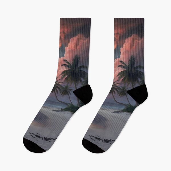 Item preview, Beautiful dreamy sunset on a tropical island beach designed and sold by VanillaBlueSky.