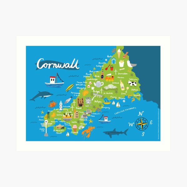 Cornwall Map Art Print