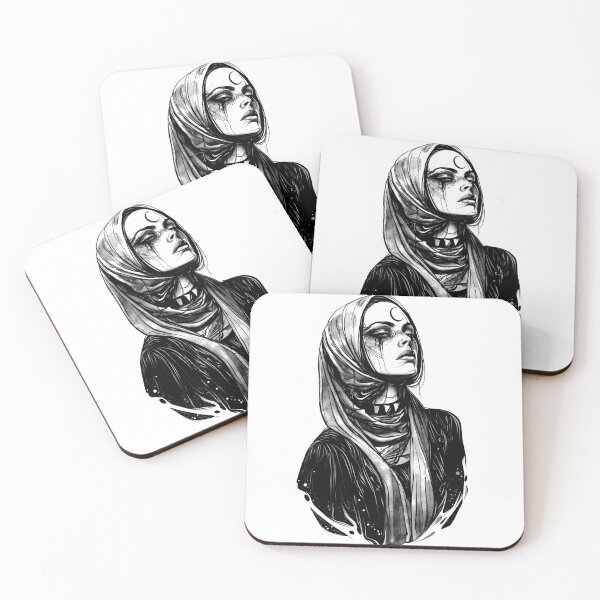 Item preview, Mystical Moon Goddess in Black and White – Elegant, Spiritual Illustration designed and sold by Tomioka-Art.