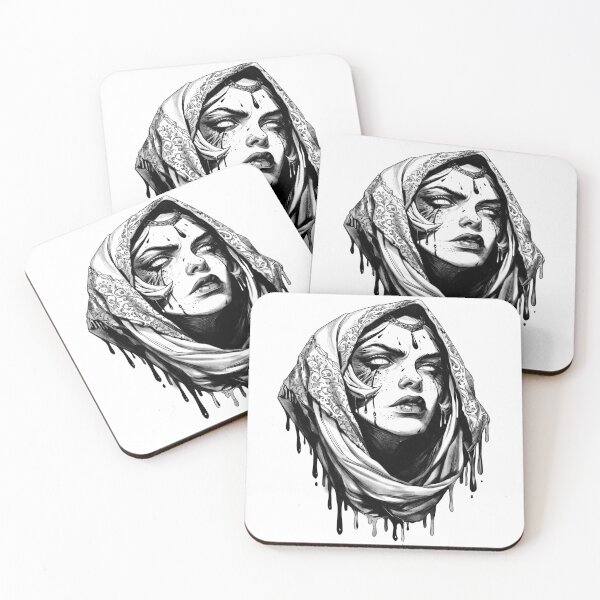 Item preview, Mystical Moon Goddess in Black and White – Elegant, Spiritual Illustration designed and sold by Tomioka-Art.