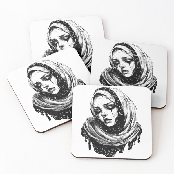 Item preview, Mystical Moon Goddess in Black and White – Elegant, Spiritual Illustration designed and sold by Tomioka-Art.