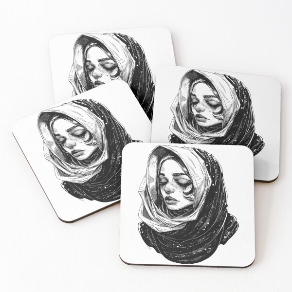 Item preview, Mystical Moon Goddess in Black and White – Elegant, Spiritual Illustration designed and sold by Tomioka-Art.