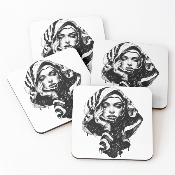 Item preview, Mystical Moon Goddess in Black and White – Elegant, Spiritual Illustration designed and sold by Tomioka-Art.