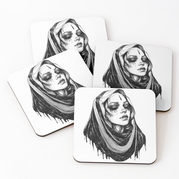 Item preview, Mystical Moon Goddess in Black and White – Elegant, Spiritual Illustration designed and sold by Tomioka-Art.