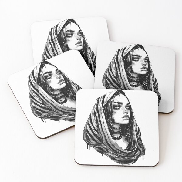 Item preview, Mystical Moon Goddess in Black and White – Elegant, Spiritual Illustration designed and sold by Tomioka-Art.