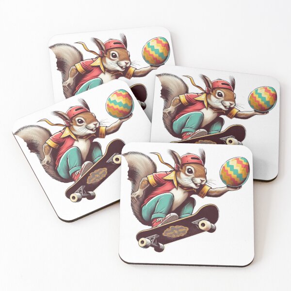 Item preview, squirrel with a skateboard and easter egg Easter Funny animals  designed and sold by Expressions-Sel.