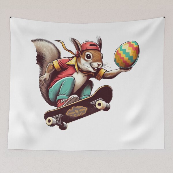 Item preview, squirrel with a skateboard and easter egg Easter Funny animals  designed and sold by Expressions-Sel.