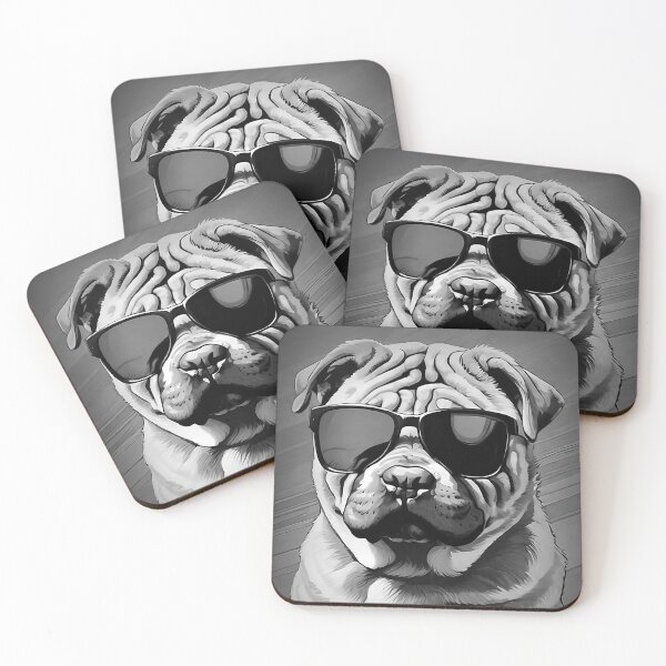 Item preview, Sharpei with sunglasses (Black & White) designed and sold by thesnakeater.