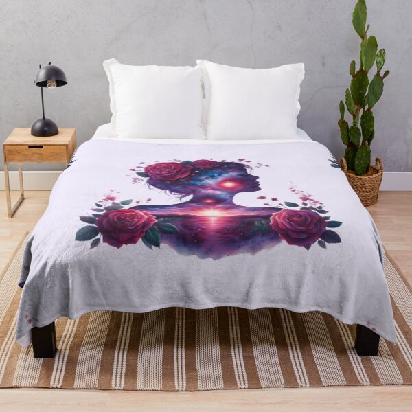 Item preview, Woman silhouette roses flowers galaxy double exposure designed and sold by Margival.