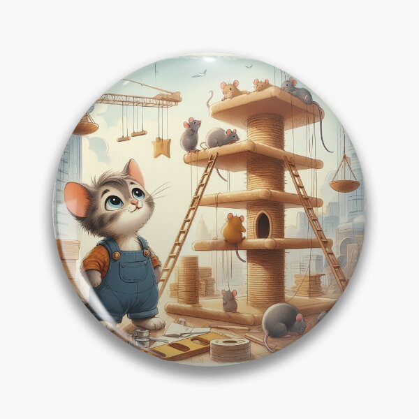 Item preview, Cat architect overseeing the building site of a cat tree with mice as his workers designed and sold by YukiKenji.