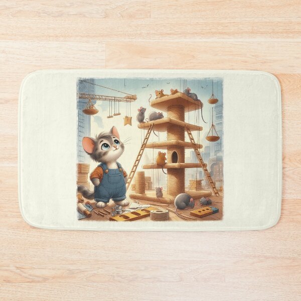 Item preview, Cat architect overseeing the building site of a cat tree with mice as his workers designed and sold by YukiKenji.