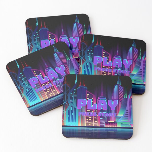 Item preview, Press Start Desk mat, Player 1, Player 2, Gamer desk mat, Cyberpunk theme, city theme, city scape, vegas,  designed and sold by LakshmiLovesMe.