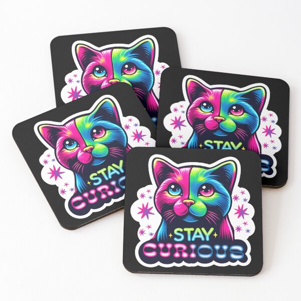Item preview, Stay Curious - Neon Cat Artwork designed and sold by AmvaDesigns.