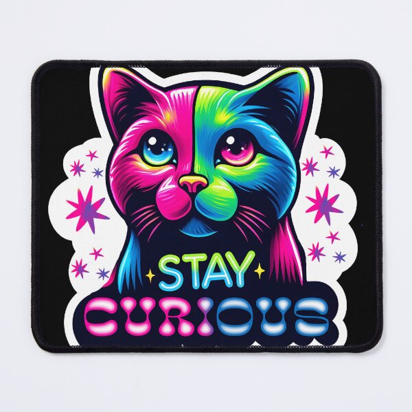 Item preview, Stay Curious - Neon Cat Artwork designed and sold by AmvaDesigns.