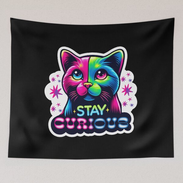 Item preview, Stay Curious - Neon Cat Artwork designed and sold by AmvaDesigns.