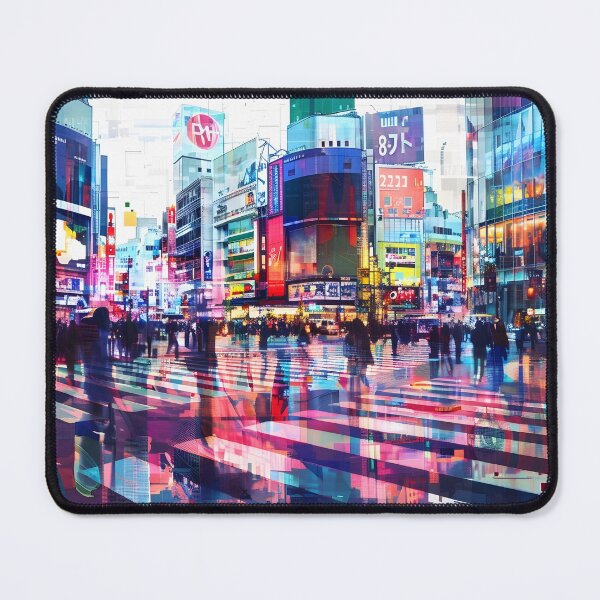 Artikelvorschau, Abstrakte geometrische Architektur von Tokio Shibuya in Japan. Farbenfrohes quadratisches Overlay 25 entworfen und verkauft von Daniel  Vargas.