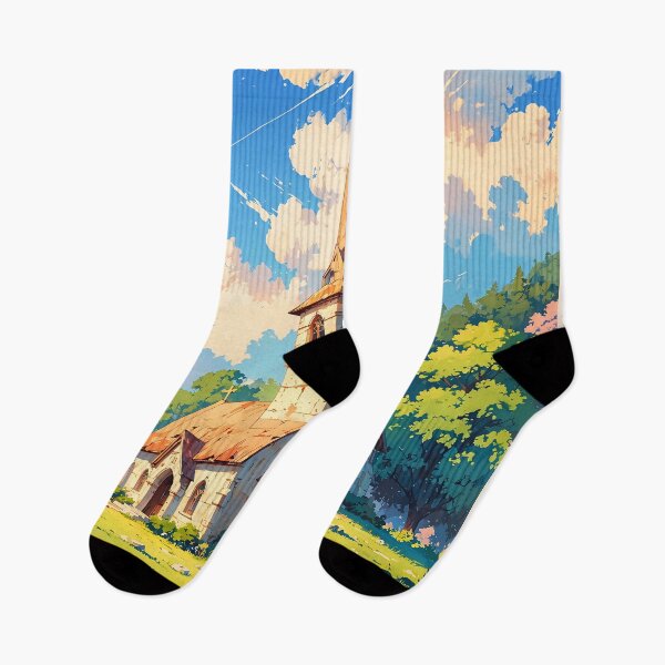 Item preview, Serene Sanctuary Old Church Amidst Lush Summer Greens designed and sold by ArtComixHaven.