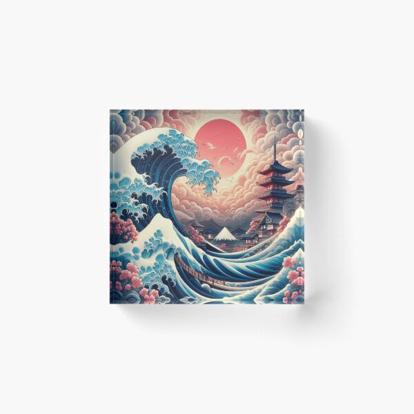 Item preview, Wave painting japan art, print art, board, designed and sold by masterAi.