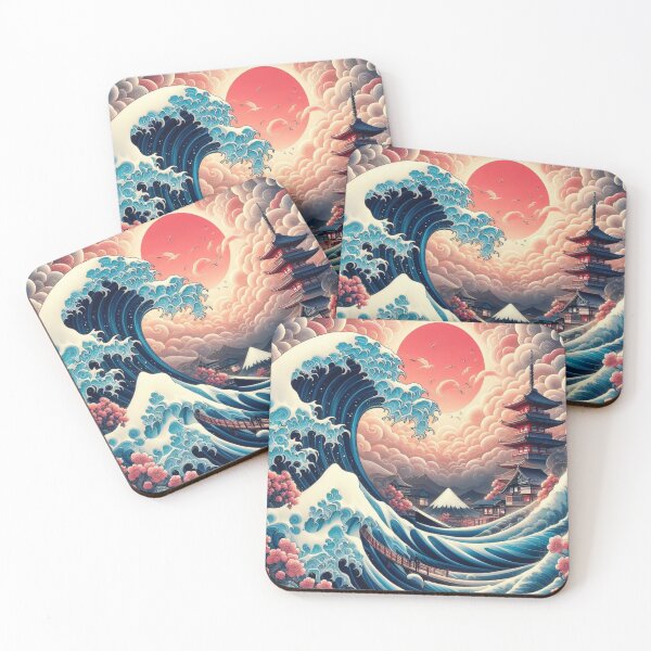 Item preview, Wave painting japan art, print art, board, designed and sold by masterAi.