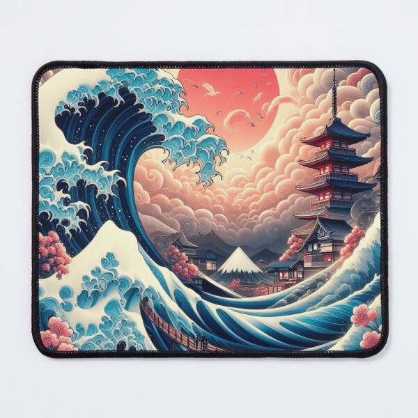 Item preview, Wave painting japan art, print art, board, designed and sold by masterAi.