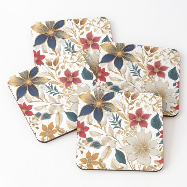Item preview, Vibrant Flowers with Golden Accents designed and sold by ArtistryTouch.