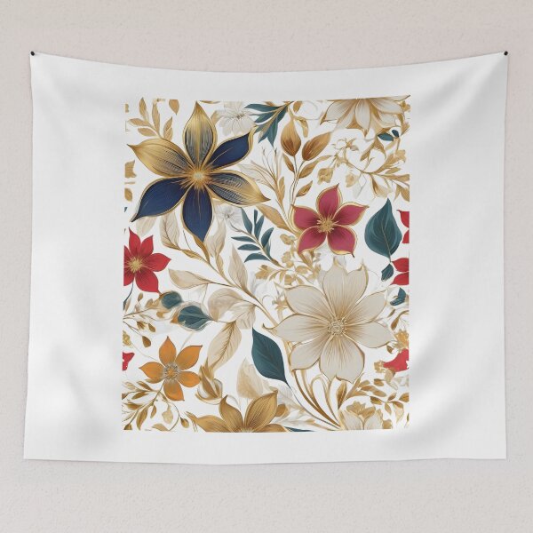 Item preview, Vibrant Flowers with Golden Accents designed and sold by ArtistryTouch.
