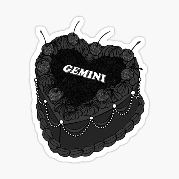 Item preview, Gemini Heart Shaped Cake Vintage Black  designed and sold by GlowinUp Shop.