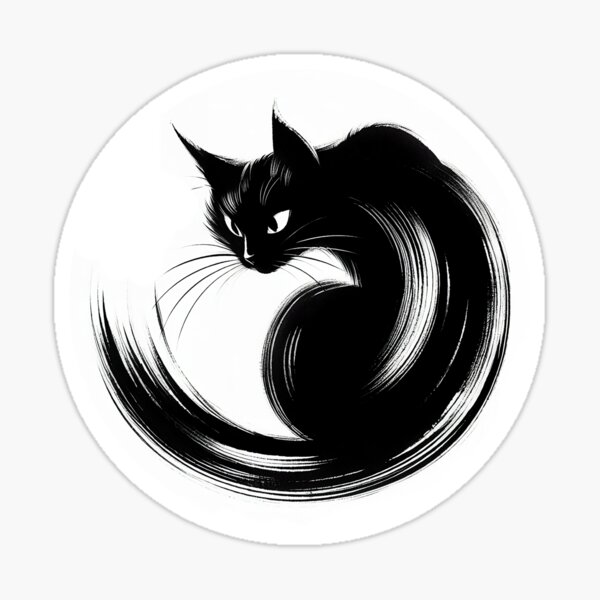 Cat in calligraphy ink Sticker