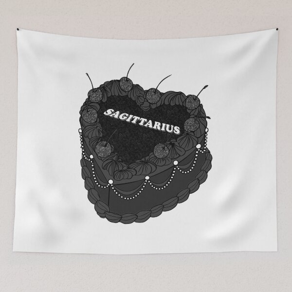 Item preview, Sagittarius Heart Shaped Cake Vintage Black  designed and sold by GlowinUp Shop.