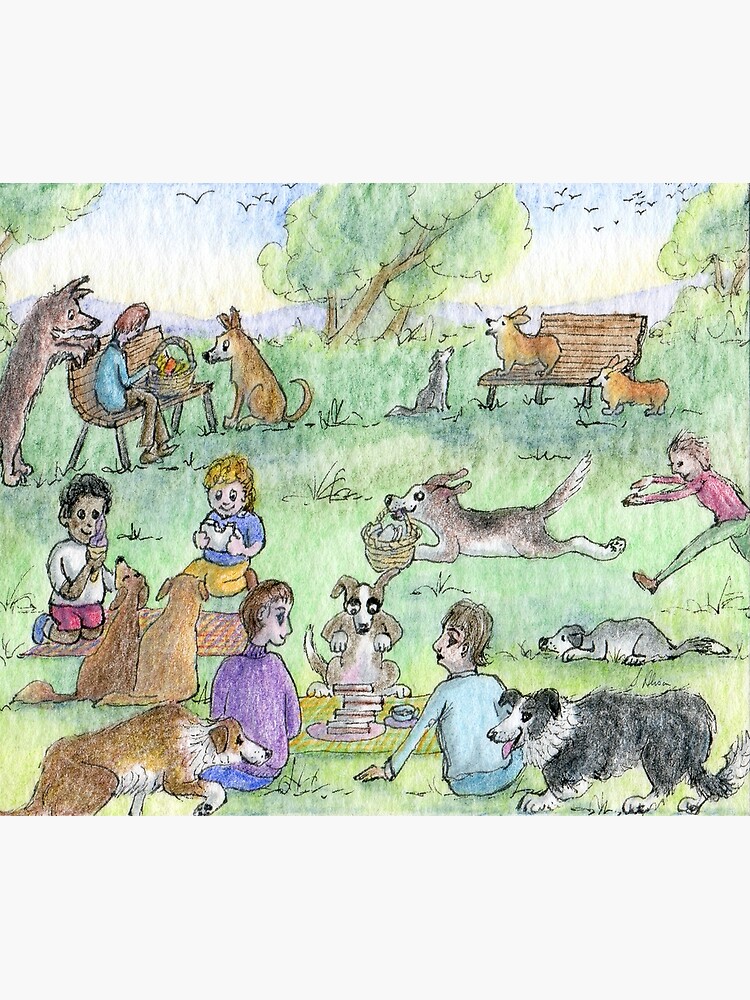 Póster for Sale con la obra « perros y cachorros jugando en el