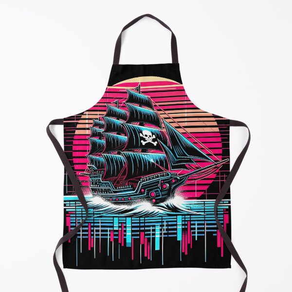 Item preview, Synthwave Pirate Ship Retrowave Sunset Colorful Graphic designed and sold by SpookshowDesign.