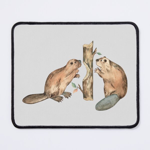 Item preview, Beavers Biting a Tree Wildlife Scene designed and sold by Flowersforbear.