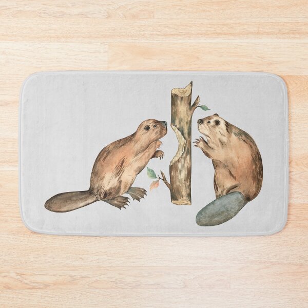 Item preview, Beavers Biting a Tree Wildlife Scene designed and sold by Flowersforbear.