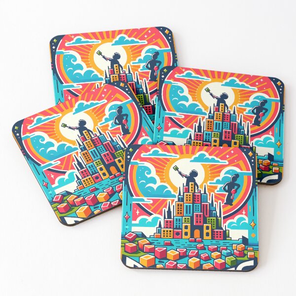Item preview, Build Your Dreams - Colorful Inspirational Cityscape Art designed and sold by slavmod.