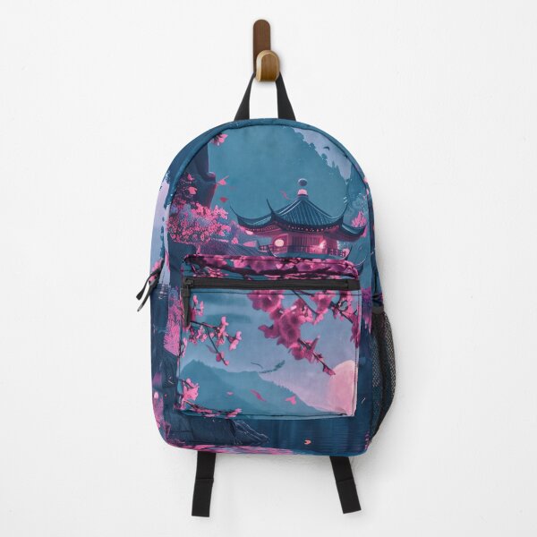 Item preview, Neon Nights: Tranquil Dreamscapes of a Japanese Mountain Lake with a Couple Admiring the Ethereal Glow designed and sold by Mullet Monkey.