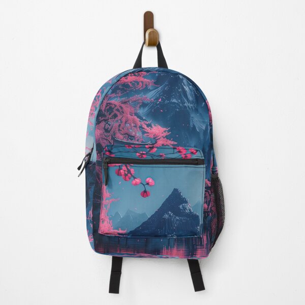 Item preview, Enchanted Glow: Japanese Neon Fantasy Illuminating a Mountain Lake Scene Where a Couple Finds Serenity designed and sold by Mullet Monkey.