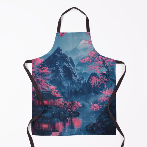 Item preview, Enchanted Glow: Japanese Neon Fantasy Illuminating a Mountain Lake Scene Where a Couple Finds Serenity designed and sold by Mullet Monkey.