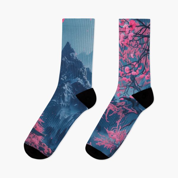 Item preview, Enchanted Glow: Japanese Neon Fantasy Illuminating a Mountain Lake Scene Where a Couple Finds Serenity designed and sold by Mullet Monkey.