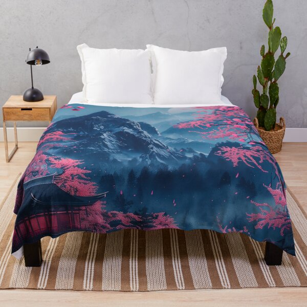 Item preview, Enchanted Glow: Japanese Neon Fantasy Illuminating a Mountain Lake Scene Where a Couple Finds Serenity designed and sold by Mullet Monkey.