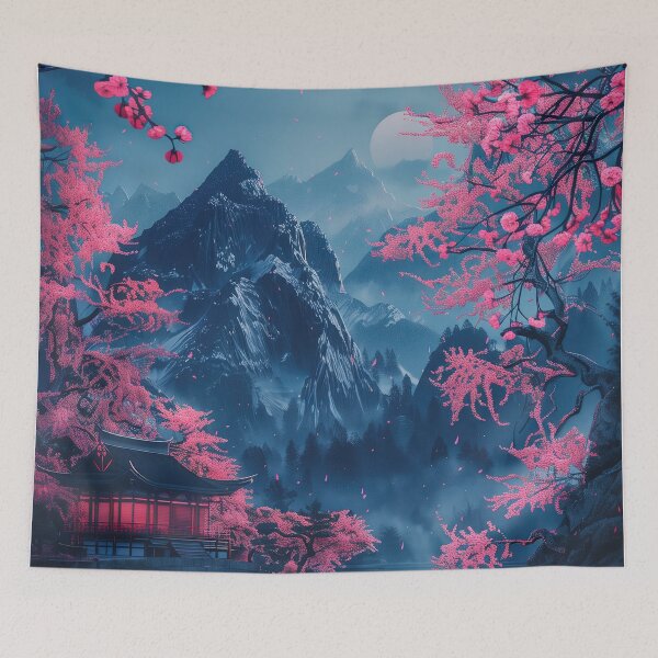 Item preview, Enchanted Glow: Japanese Neon Fantasy Illuminating a Mountain Lake Scene Where a Couple Finds Serenity designed and sold by Mullet Monkey.