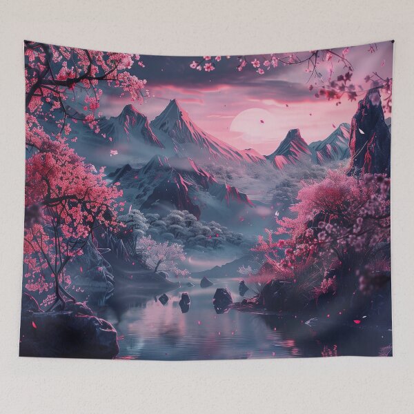 Item preview, Neon Oasis: A Couple's Tranquil Retreat by the Mountain Lake, Bathed in the Glowing Splendor of Fantasy designed and sold by Mullet Monkey.