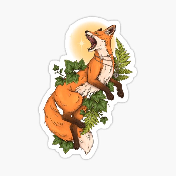 Mut Rune Hexerei Grüne Hexe Waldhexe Wicca Cottagecore Fuchs Thieran Furry Sticker