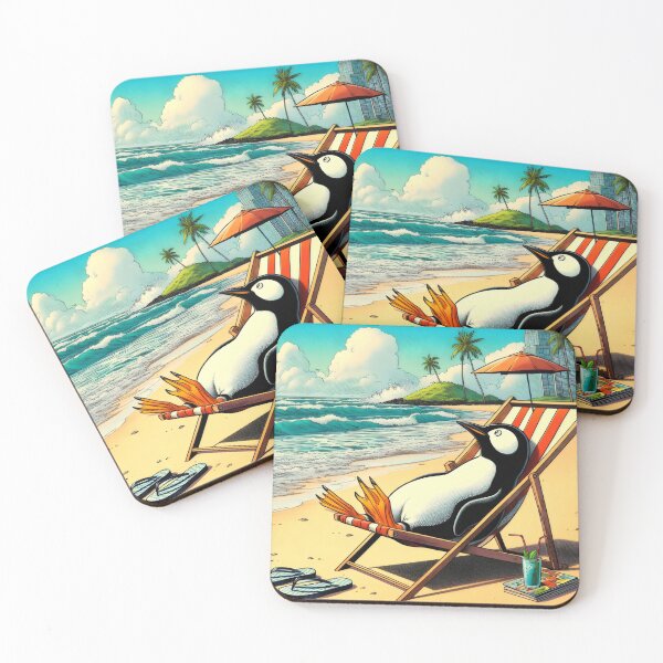 Item preview, Penguin on vacation. designed and sold by MyHappyArtShop.
