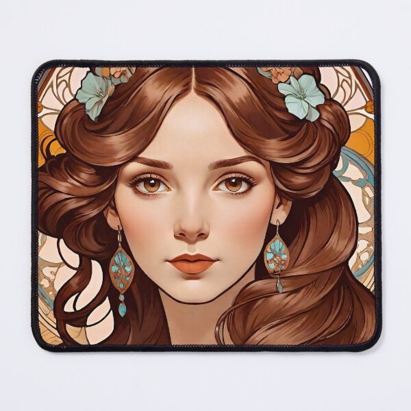 Item preview, Retrato femenino Art Nouveau según el diseño de Alfons Mucha designed and sold by Steffani Lehmann.