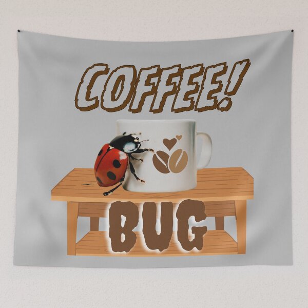 Item preview, Whimsical Coffee Loving Lady Bug Pop Art Drawing Eclectic Fun Clipart designed and sold by Wolvescreate.