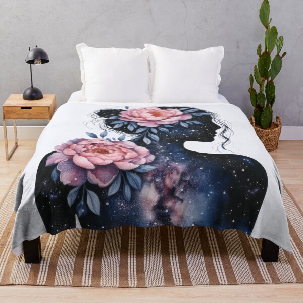 Item preview, Woman silhouette peonies flowers galaxy double exposure designed and sold by Margival.