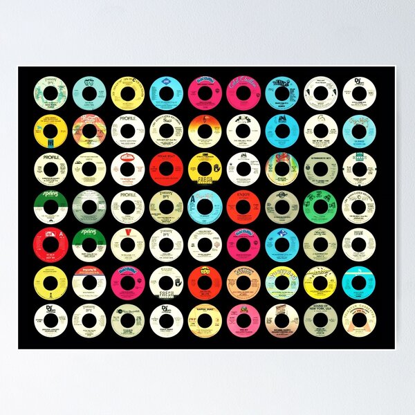 Item preview, Vintage 45 record Labels in Black Background designed and sold by PIXEL POP DESIGNS - Beyond the Norm!.